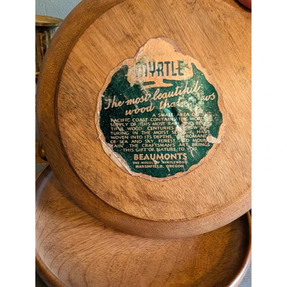 Vintage MCM Beaumonts Oregon Myrtlewood Plates Set of 2 Wood Saucers 6 Inch‎